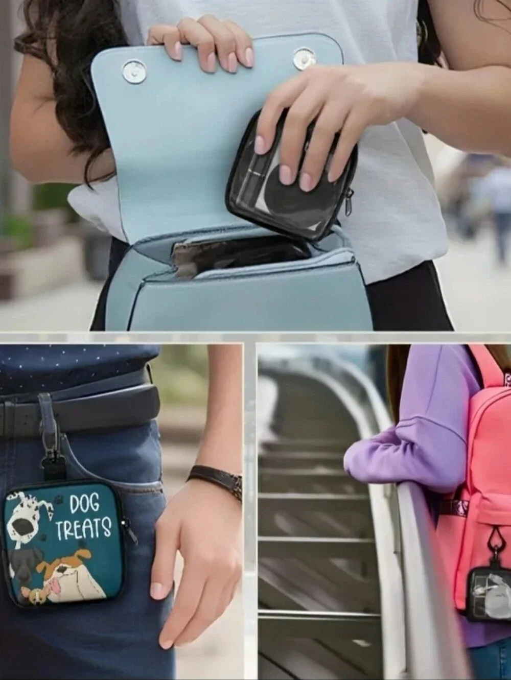 Dog Treat Pouch with Clip - Teal Dog Treats Design